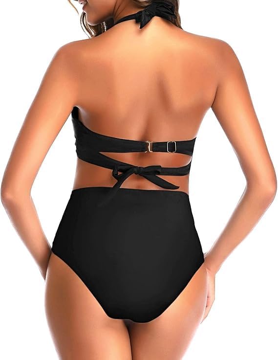 The Byron Retro Bikini Set in Black