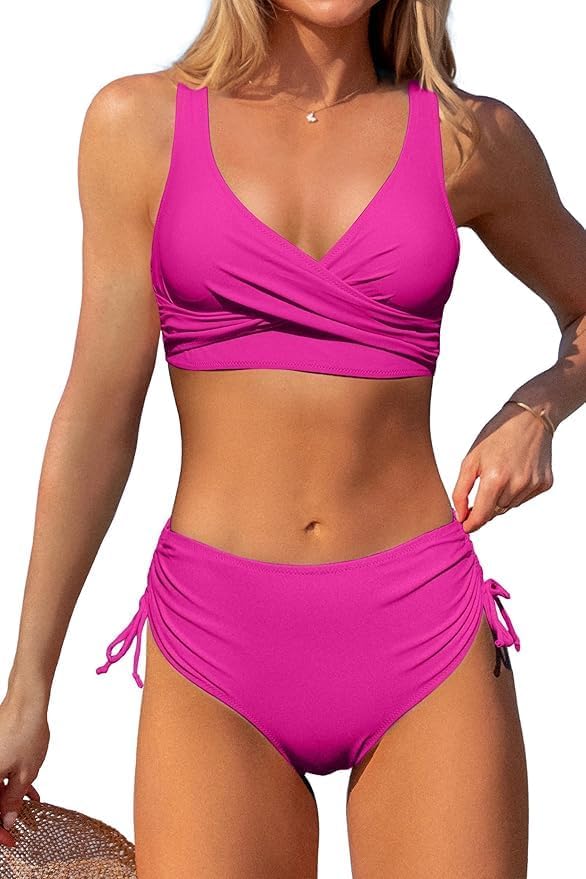 The Palm Beach Twist Bikini Set in Hot Pink