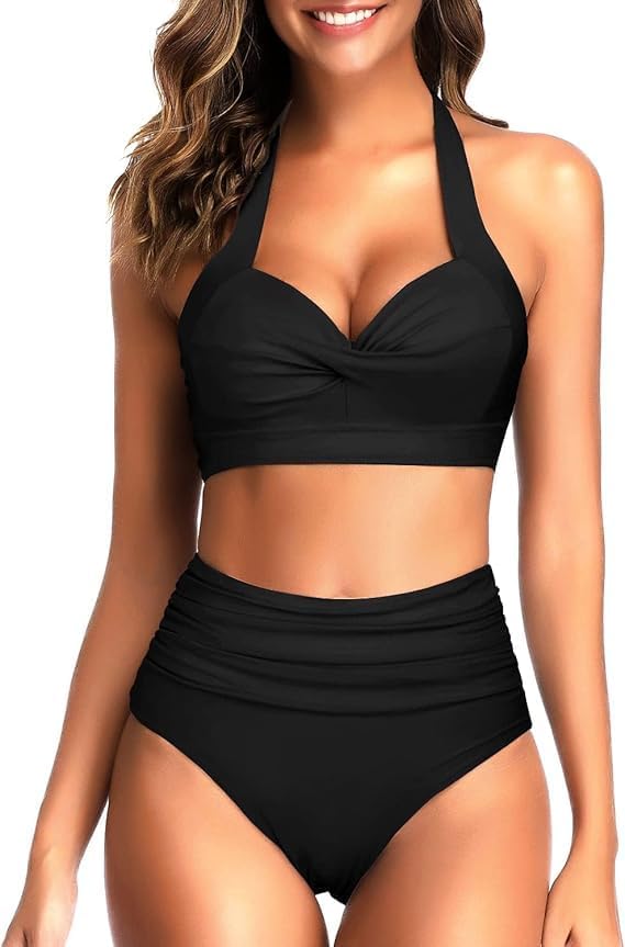 The Byron Retro Bikini Set in Black
