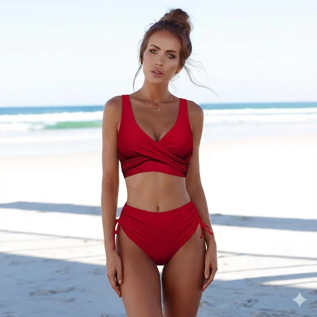 The Palm Beach Twist Bikini Set in Red