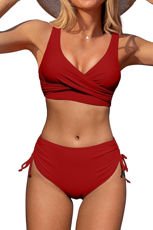 The Palm Beach Twist Bikini Set in Red