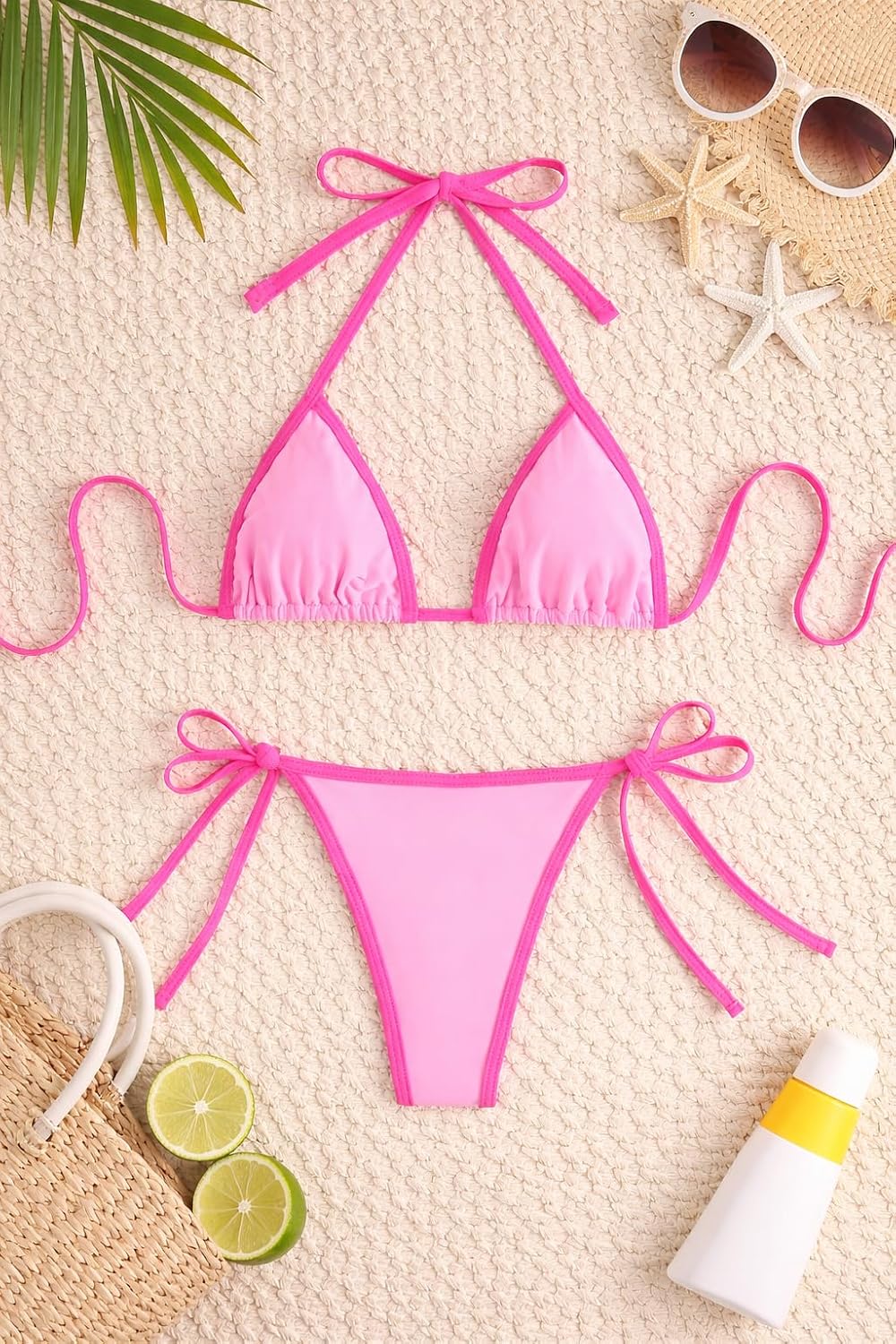 The Bondi Triangle Bikini Set in Pink